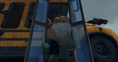 Fred zombie form climbing into the bus during the Last Stop Roblox final boss cutscene