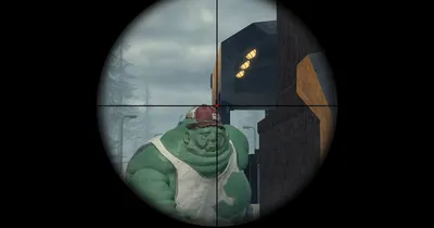 Fred giant zombie form aimed through a rifle scope during the Last Stop Roblox final boss fight